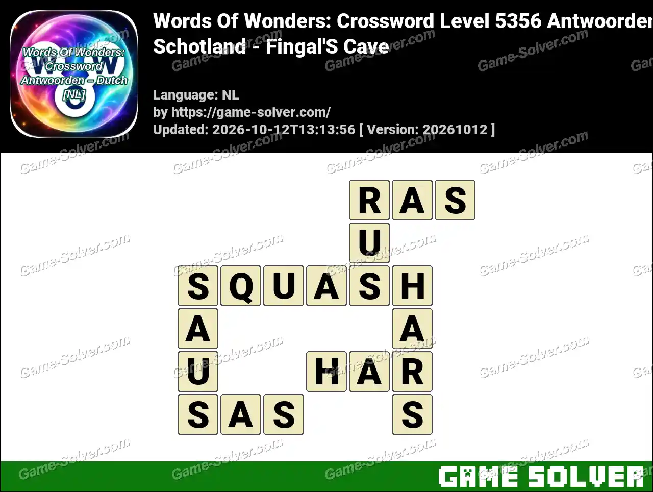 Words Of Wonders: Crossword Level 5356 Antwoorden – Schotland – Fingal’S Cave